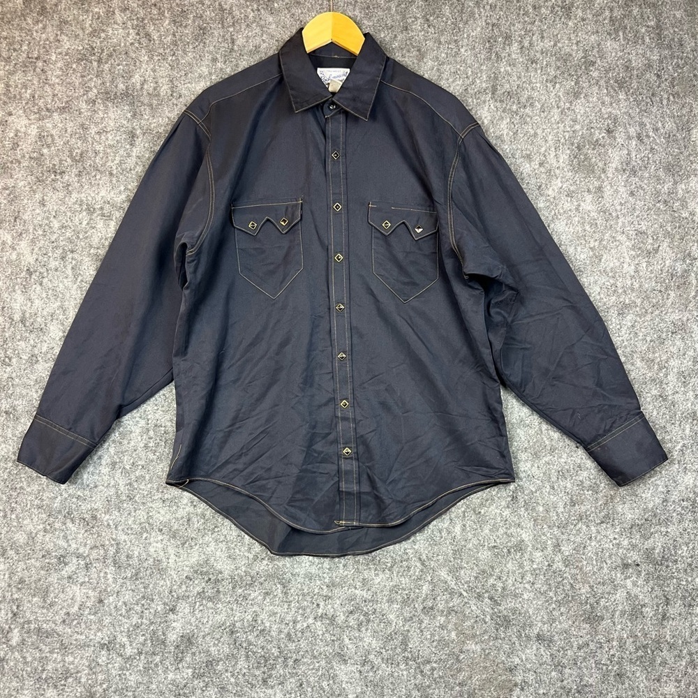 Vintage Rockmount Ranch Wear Men's Blue Western Button-Up Shirt Long Sleeve L